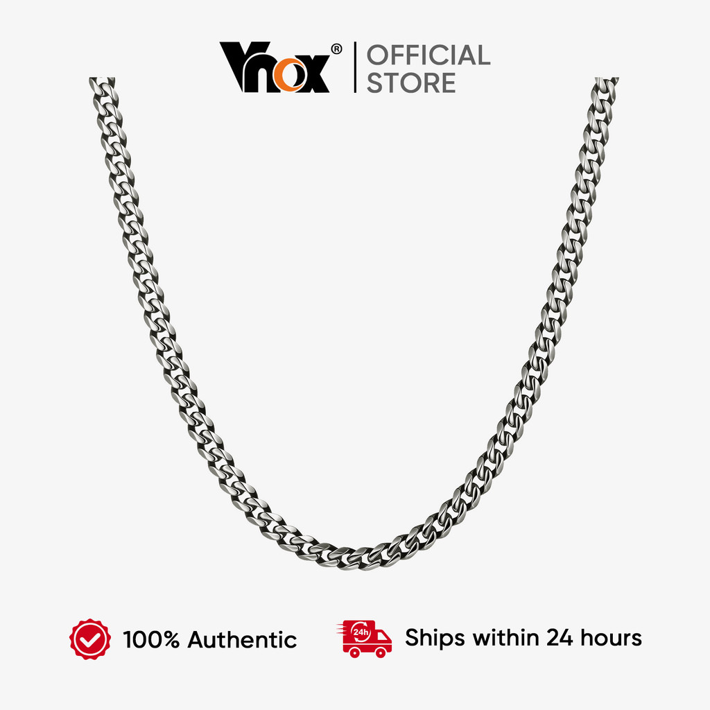 Colar De Corrente Cubana Vnox Para Homens , Hipoalergênico E Não Manchado De Aço Inoxidável , Presente De Joias De Moda - Fashion Accessories