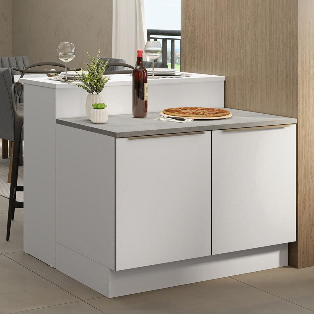 Ilha de Cozinha com Bancada e Balcão 120 cm Lux Madesa
