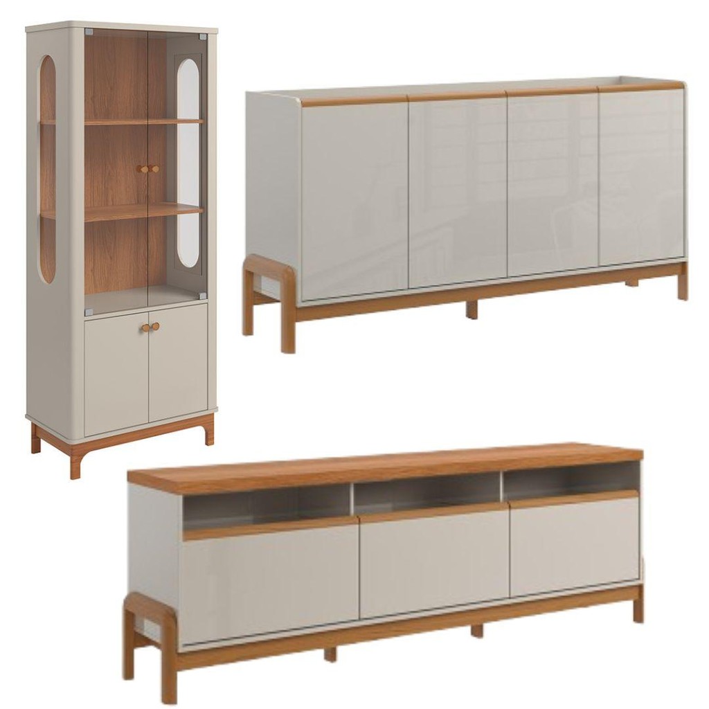 Rack + 3g Elegance 1.8 + Aparador Buffet + Cristaleira - Lukaliam Móveis