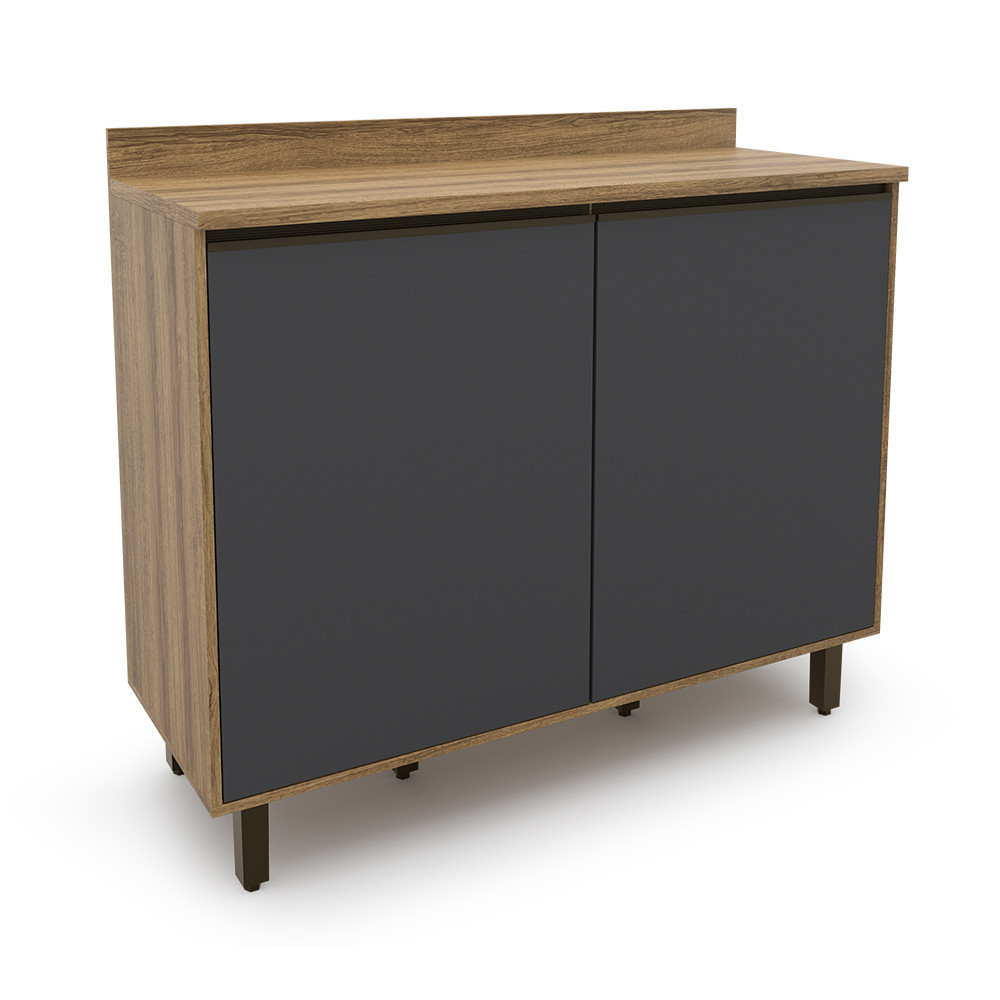 Balcao Confort 120cm 2 Portas Cinamomo/Grafite Batrol em Oferta na Shopee