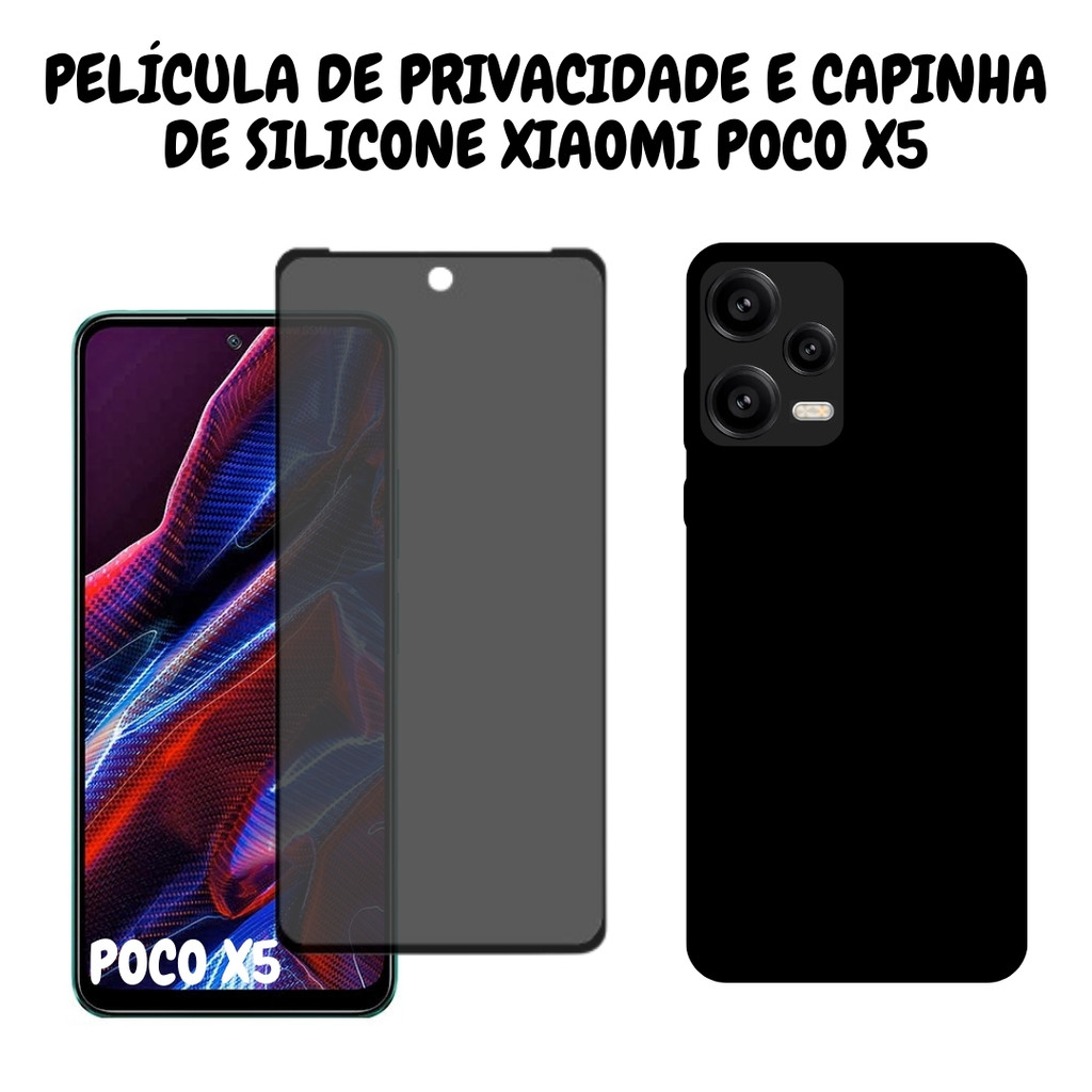 Película de Vidro 3D Privacidade Para Xiaomi Poco X5 Com Capinha De Silicone Preta em Oferta na Shopee