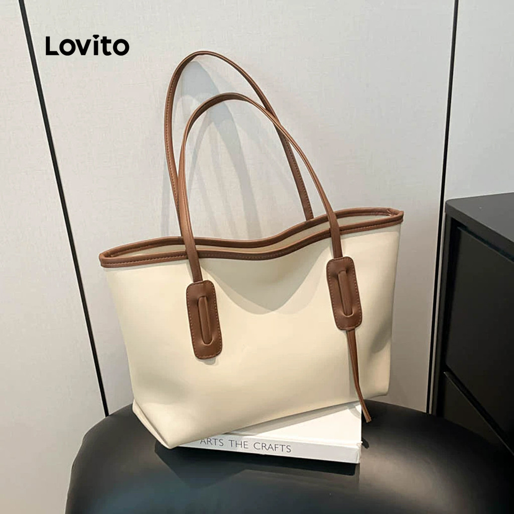 Lovito Casual cor lisa bloqueando para classe bolsa de ombro para mulheres LFA76005 - Women Bags