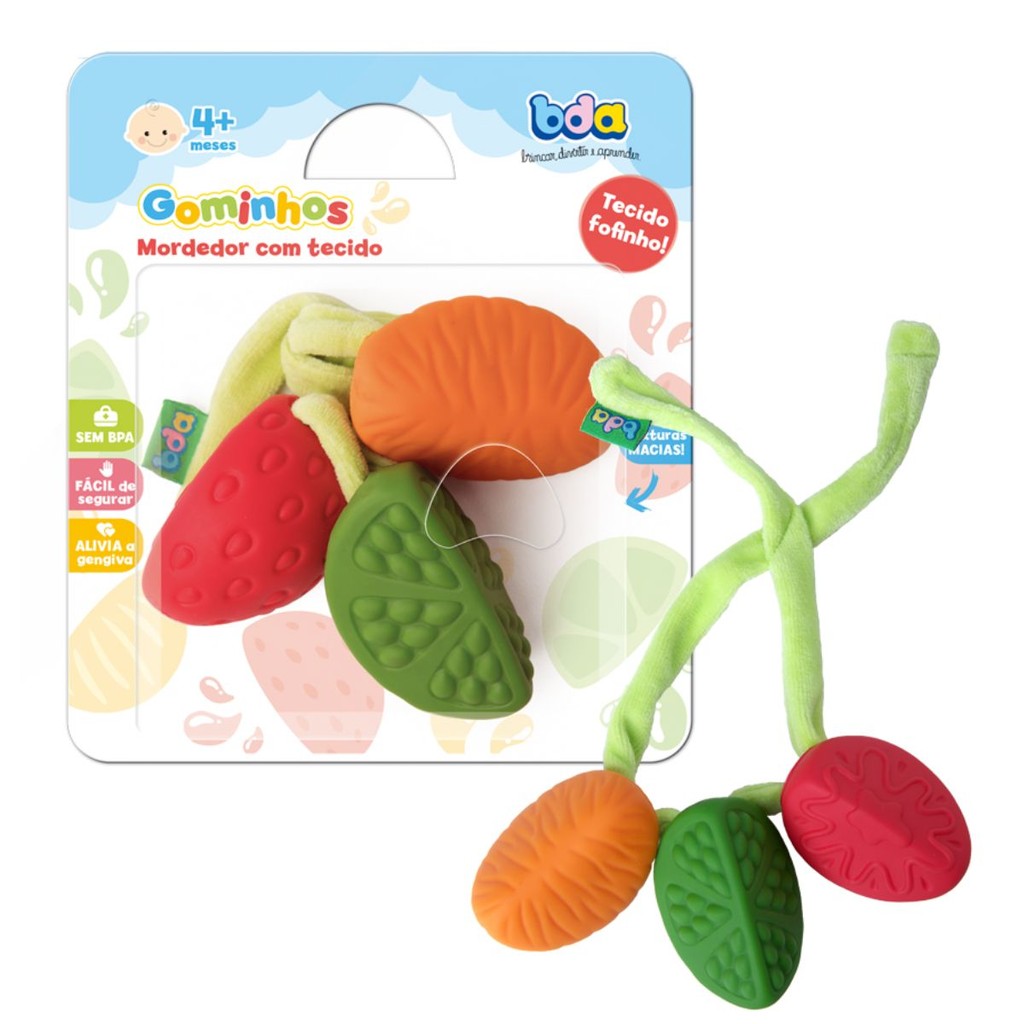 Mordedor Com Tecido Gominhos Frutas 2500 - Toyster - Mom & Baby