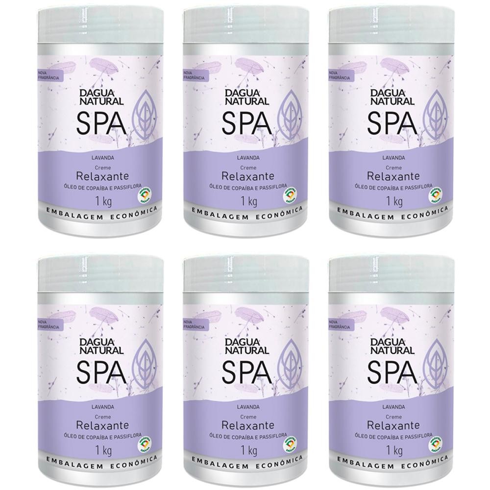 Kit 6 Potes Creme Relaxante Dagua Natural Spa Lavanda 1kg Óleo Copaíba e Passiflora Hidrata e Relaxa