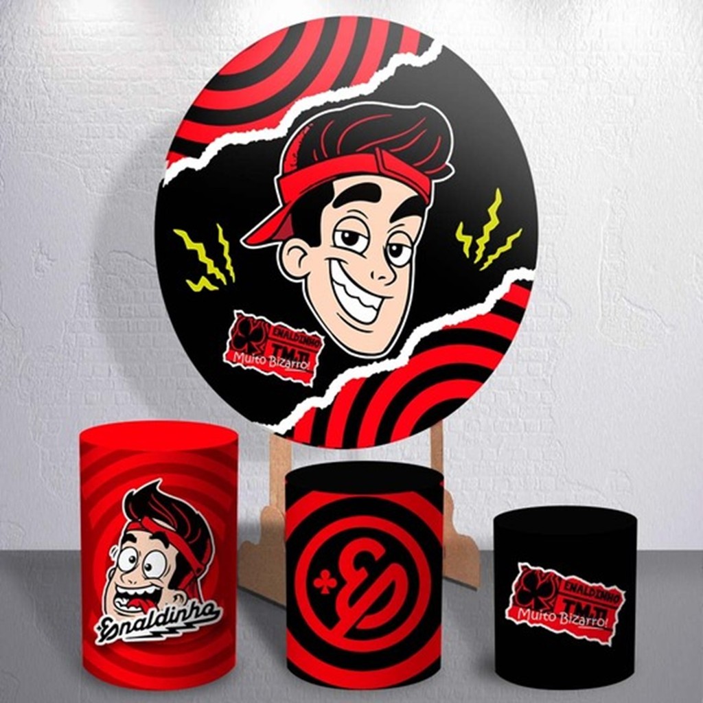 Kit Festa Painel Redondo Infantil Com Capas Trio de Cilindro Decoração Tema Youtuber Enal Festa