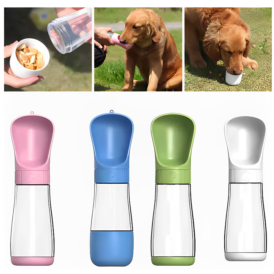 Garrafa De Água 2 Em 1 Portátil Para Gatos Cães E Dispensador Multifuncional