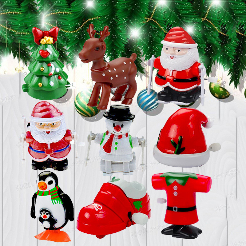 Natal relógio brinquedos enrolamento pinguim relógio brinquedos papai noel brinquedos enrolamento boneco de neve saltand