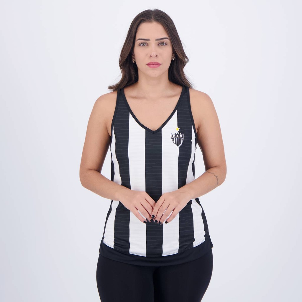 Regata Atlético Mineiro Canoeing Feminina Preta e Branca em Oferta na Shopee