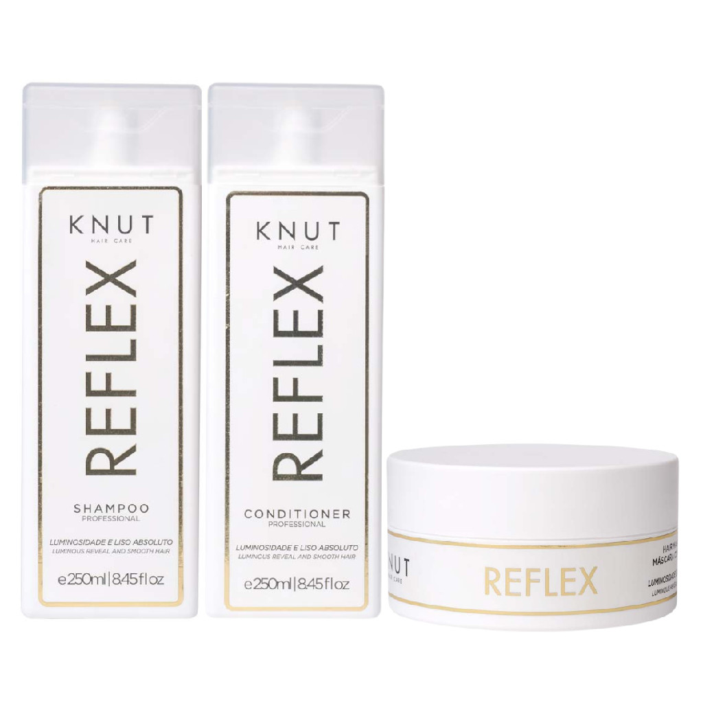 Kit Knut Tratamento Reflex Shampoo 250ml Condicionador 250ml Máscara Hidratação Liso Absoluto 200g