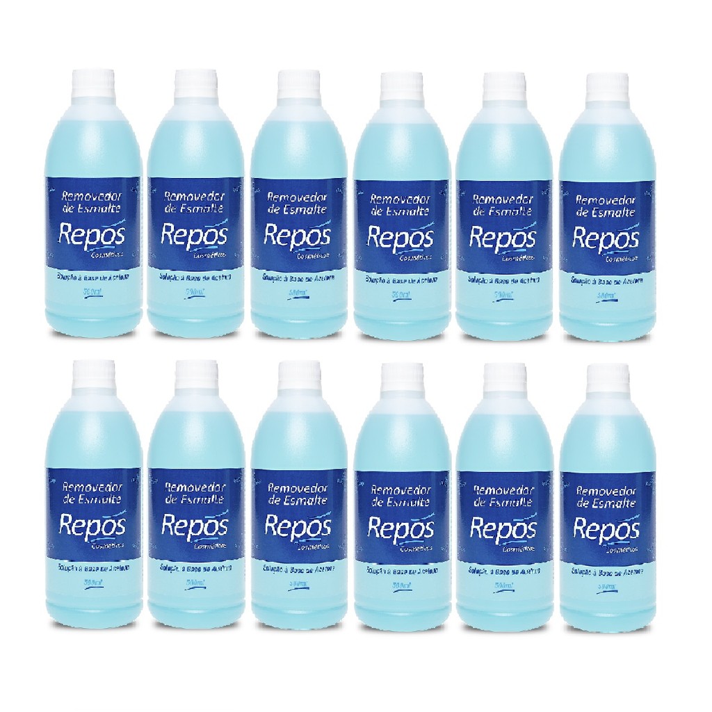 Repos Removedor Esmalte C/ Ac. 500ml Kit 12uni
