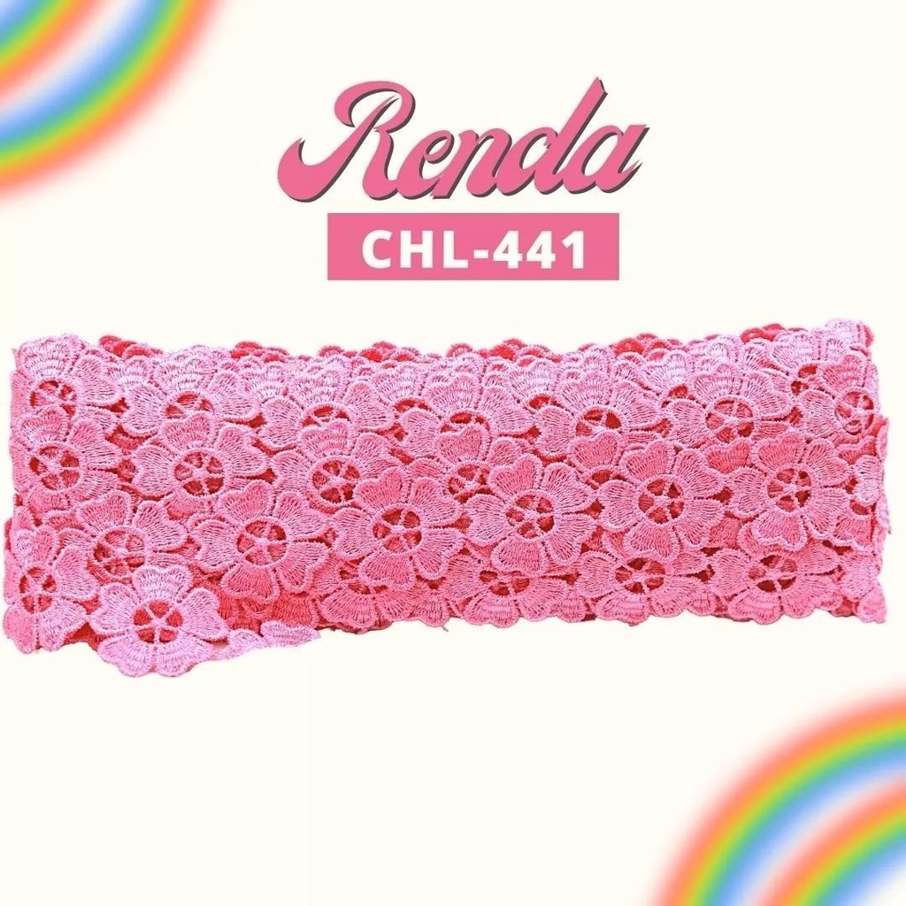 Renda Guipir CHL-441 Entremeio 3.5 Cm -  Rolo C/13.7 Metros Cor:Rosa-Chiclete