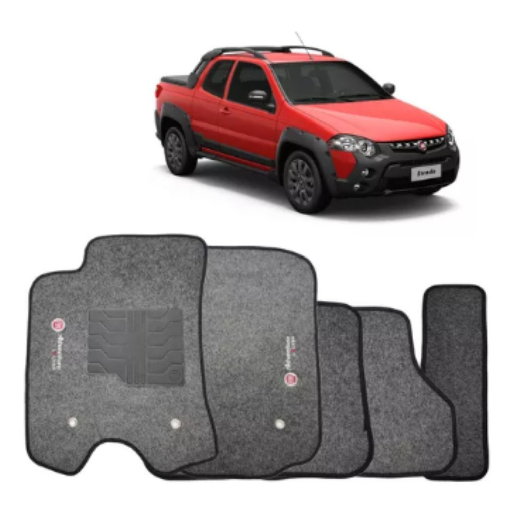 Kit de tapetes 5 peças Epecífico Strada Adv. Cab. Dupla Locker 2013 / 2020 Carpete Grafite