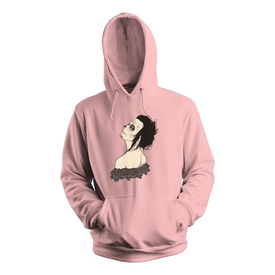 Blusa De Frio Moletom Flanelado Com Capuz Estampa Catrina