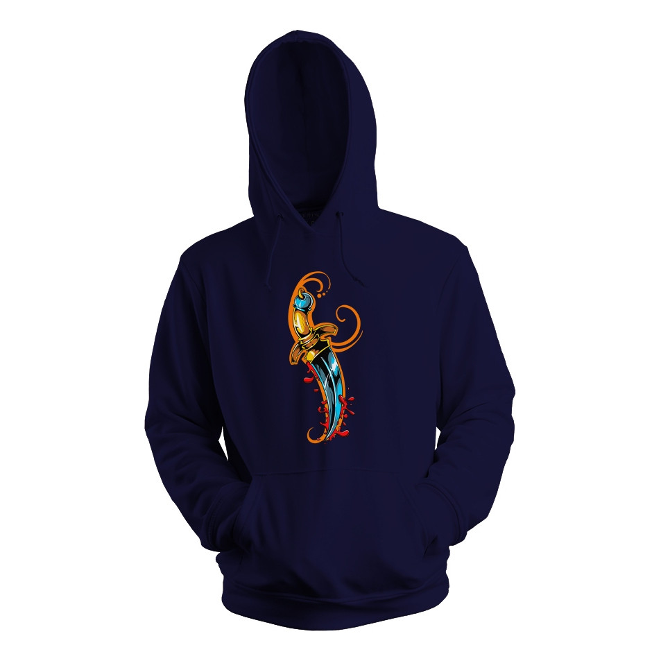Blusa De Frio Moletom Flanelado Com Capuz Estampa Adaga