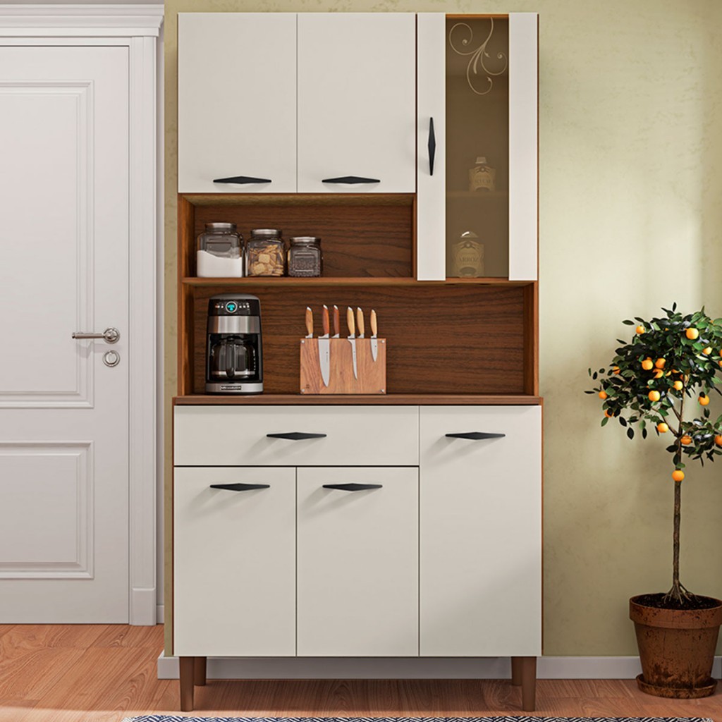 Armário de Cozinha Golden 6 Portas 1 Gaveta com Vidro - Home & Living