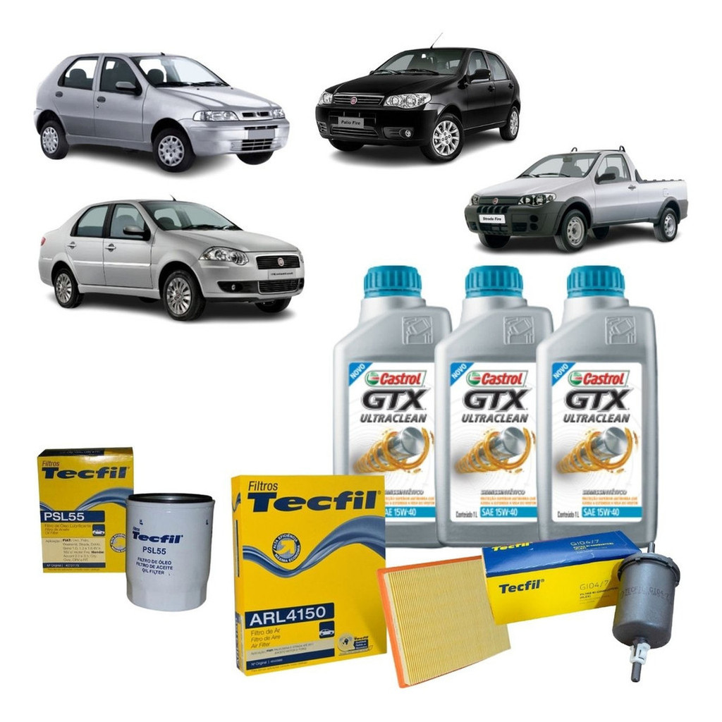 Kit Troca De Oleo E Filtros Palio Siena Strada Idea Wekkend 1.0 1.4 Fire 15w40 Castrol semisintetico em Oferta na Shopee