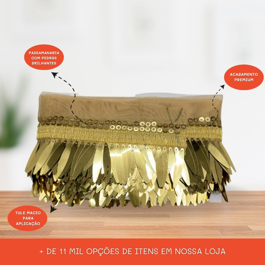 Franja Passamanaria Penas Galao-151 - Tam: 62mm - Rolo C/9.14 Mts