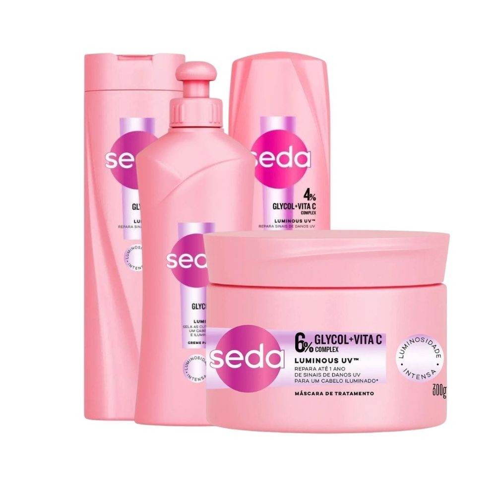KIT SEDA LUMINOUS GLYCOL COMPLETO (4 PRODUTOS) em Oferta na Shopee