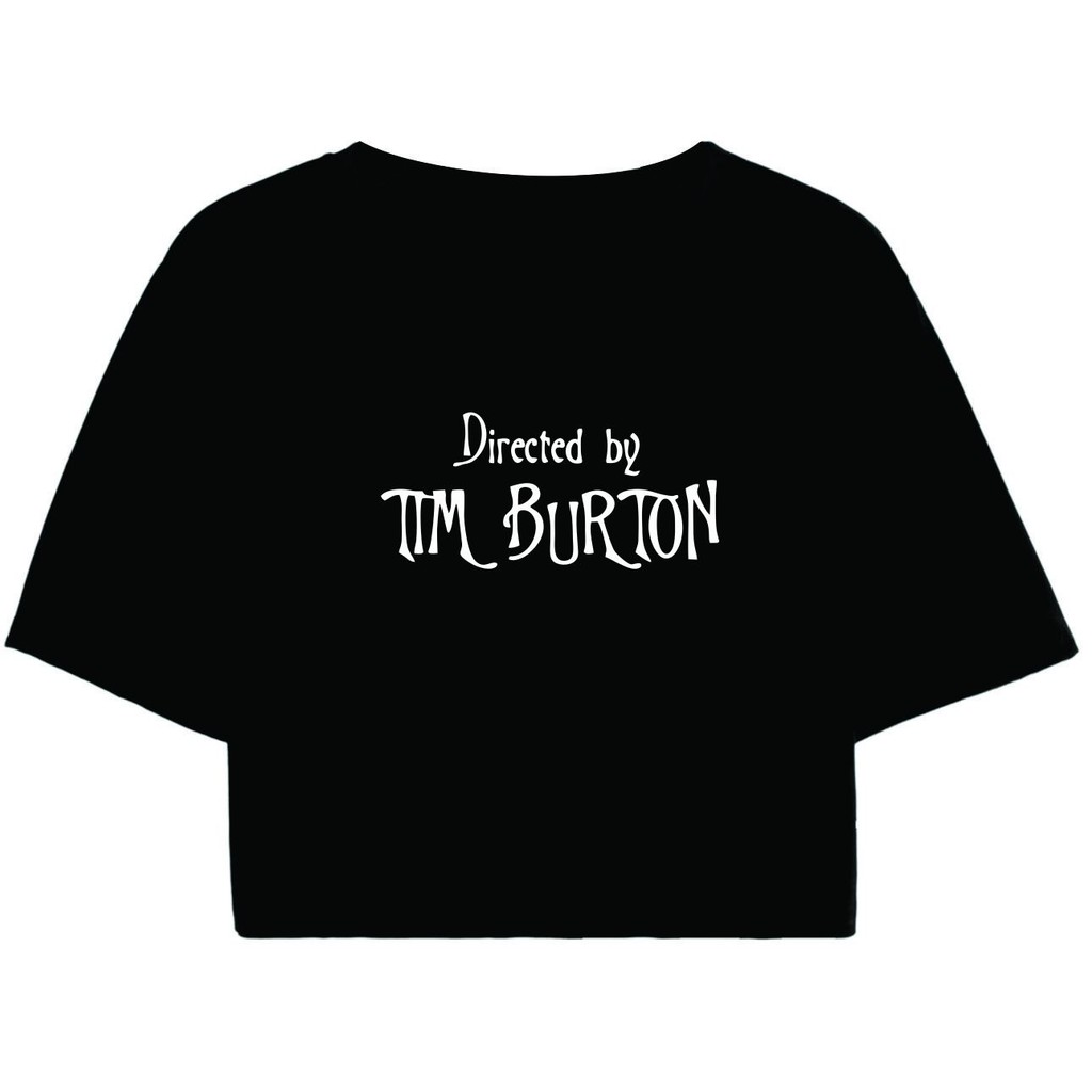 Cropped Feminino Preto Tumblr blogueira Directed by Tim Burton terror feminina manga curta em Oferta na Shopee