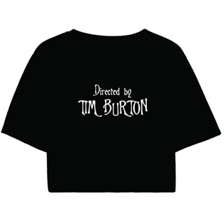 Cropped Feminino Preto Tumblr blogueira Directed by Tim Burton terror feminina manga curta em Oferta na Shopee