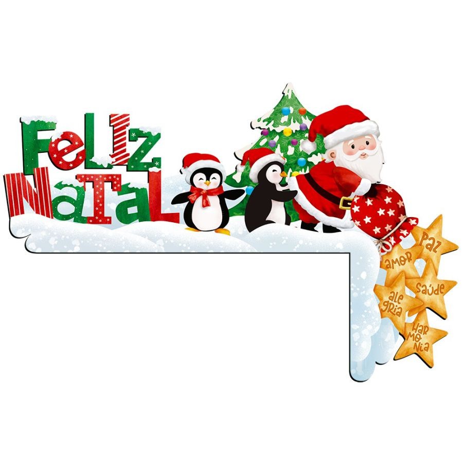 Enfeite de Porta ''Feliz Natal'' - 31x47cm - Ref. DHN-061 - 1 unidade - Litoarte - Rizzo - Home & Living