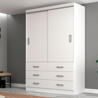 Guarda-Roupa Solteiro Veneza 2 PT 6 GV Branco em Oferta na Shopee