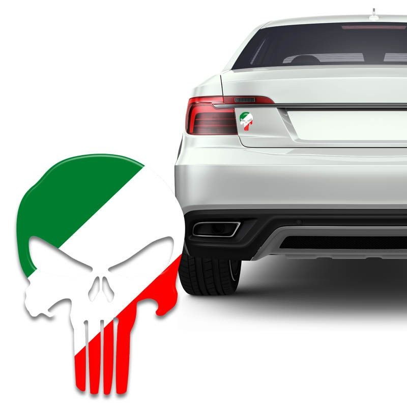 Adesivo Resinado Caveira O Justiceiro Italia Carro Moto