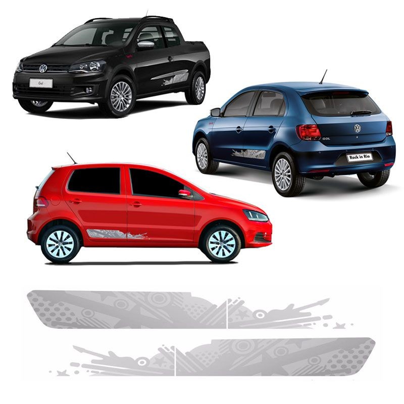 Kit Faixa Lateral Gol Saveiro Fox Rock In Rio 2015 Cinza - Spare Parts and Accessories for Vehicles