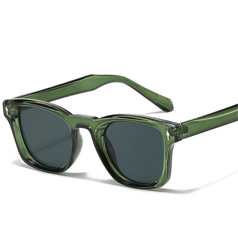 Retro Rebites Quadrados Óculos De Sol Feminino Moda Gradiente Tons UV400 Masculino Azul Verde