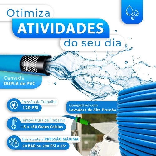 Mangueira De Jardim água Reforçada lisa Flexível + conector/Engate e Bico 50 40 45 30 35 2...