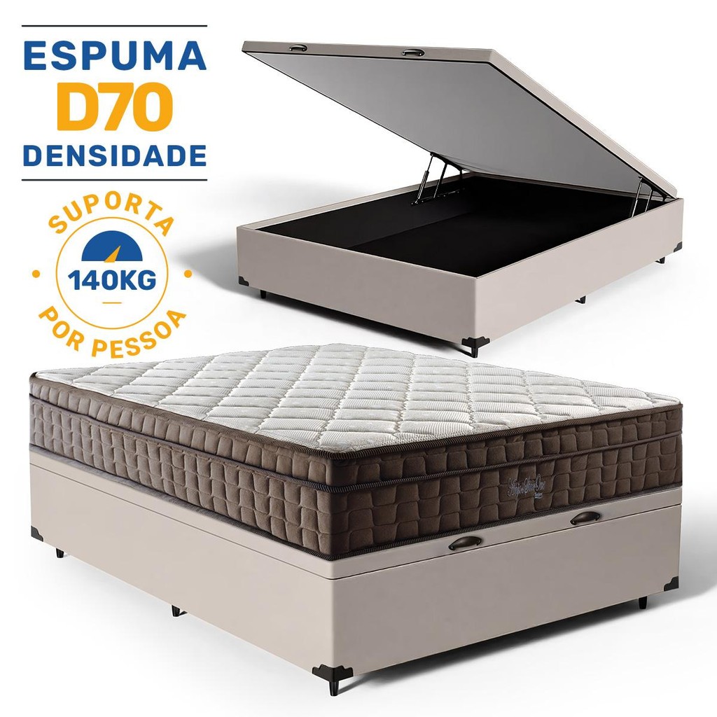 Cama Box Baú com Colchão de Espuma D70 Anjos Pillow In Ultra Dream Casal 138cm em Oferta na Shopee