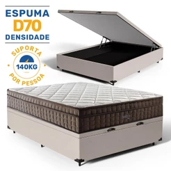 Cama Box Baú com Colchão de Espuma D70 D'Angelis Pillow In Ultra Dream Casal 138cm