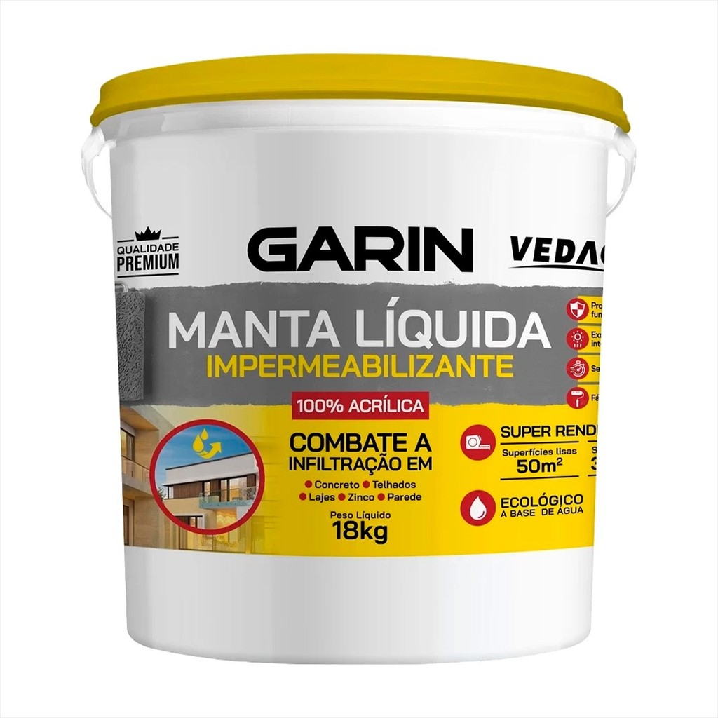 Manta Liquida Para Infiltrações Lajes Paredes E Telhados 18Kg Garin