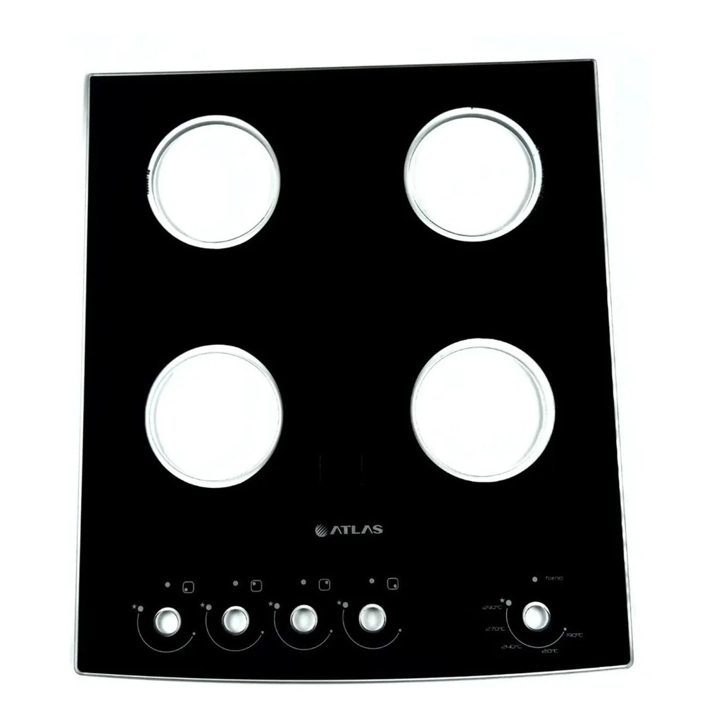 Mesa De Vidro Tampo Superior Fogão Atlas Agile Glass 4 Bocas