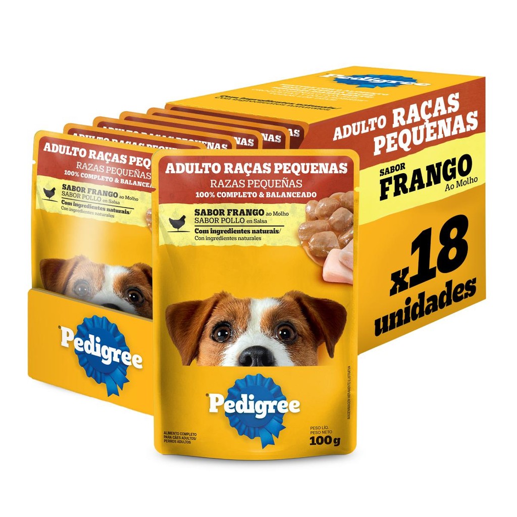 Kit 18un Ração Úmida Pedigree Sachê Frango Cães Adultos 100G em Oferta na Shopee