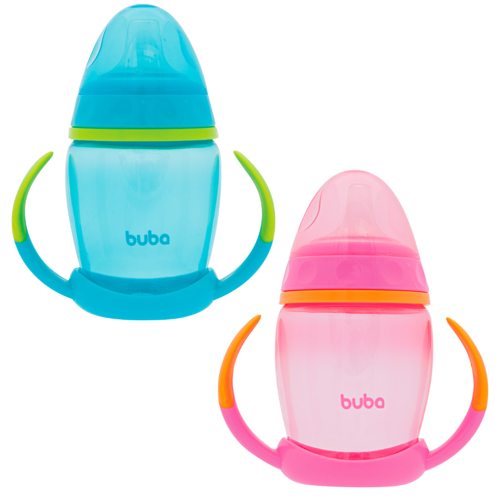 Copo de Treinamento Com Alça Removível e Bico Silicone 250ml Infantil Bebê Buba