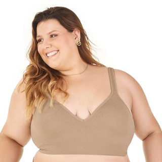 Sutiã Comfort Plus Duplo Alças Largas Reguláveis com Bojo sem Costura Bege Zee Rucci em Oferta na Shopee