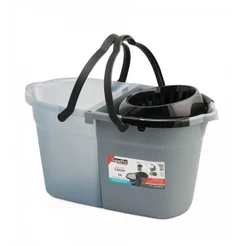 Balde Plástico com Divisor de Águas e Espremedor Cinza/Branco/Preto 20L SuperPro
