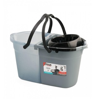 Balde Plástico com Divisor de Águas e Espremedor Cinza/Branco/Preto 20L SuperPro em Oferta na Shopee