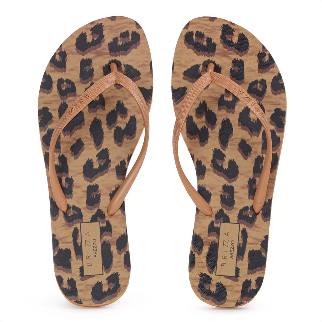 Chinelo Brizza Arezzo Animal Print Marrom - Feminino em Oferta na Shopee