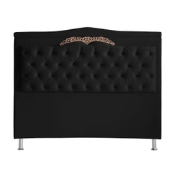 Cabeceira De Cama Box Madri Casal 140 Cm Suede Preto Do Lar Móveis E Decoração