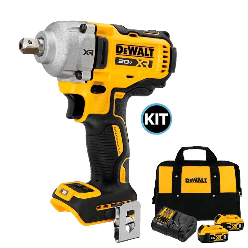 Kit Chave de Impacto 12" 20v Dewalt DCF892B-B3 02 Bateria de 5Ah 20V DCB205-B3 Carregador…