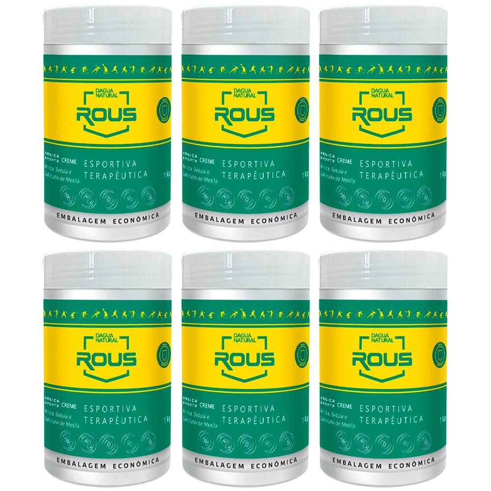 Imagem Kit 6 Potes Creme de Massagem Esportiva Dagua Natural Arnica Sports 1kg Relaxante e Terapêutico