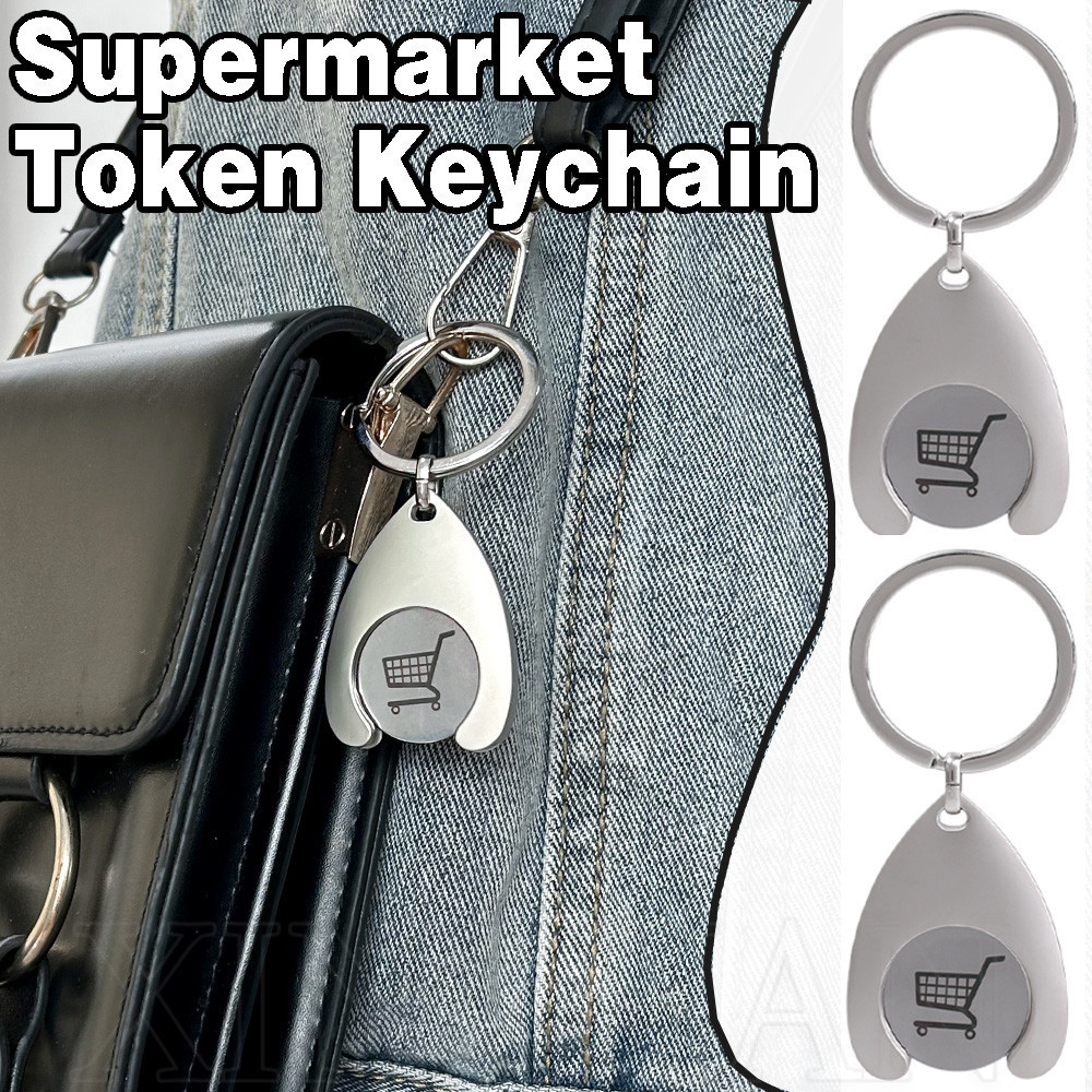 Chaveiro De Token De Metal-Carrinho De Compras Mão Euro US Dollar Storage Shel-Pingente De Prata Criativo Para Bolsas ,