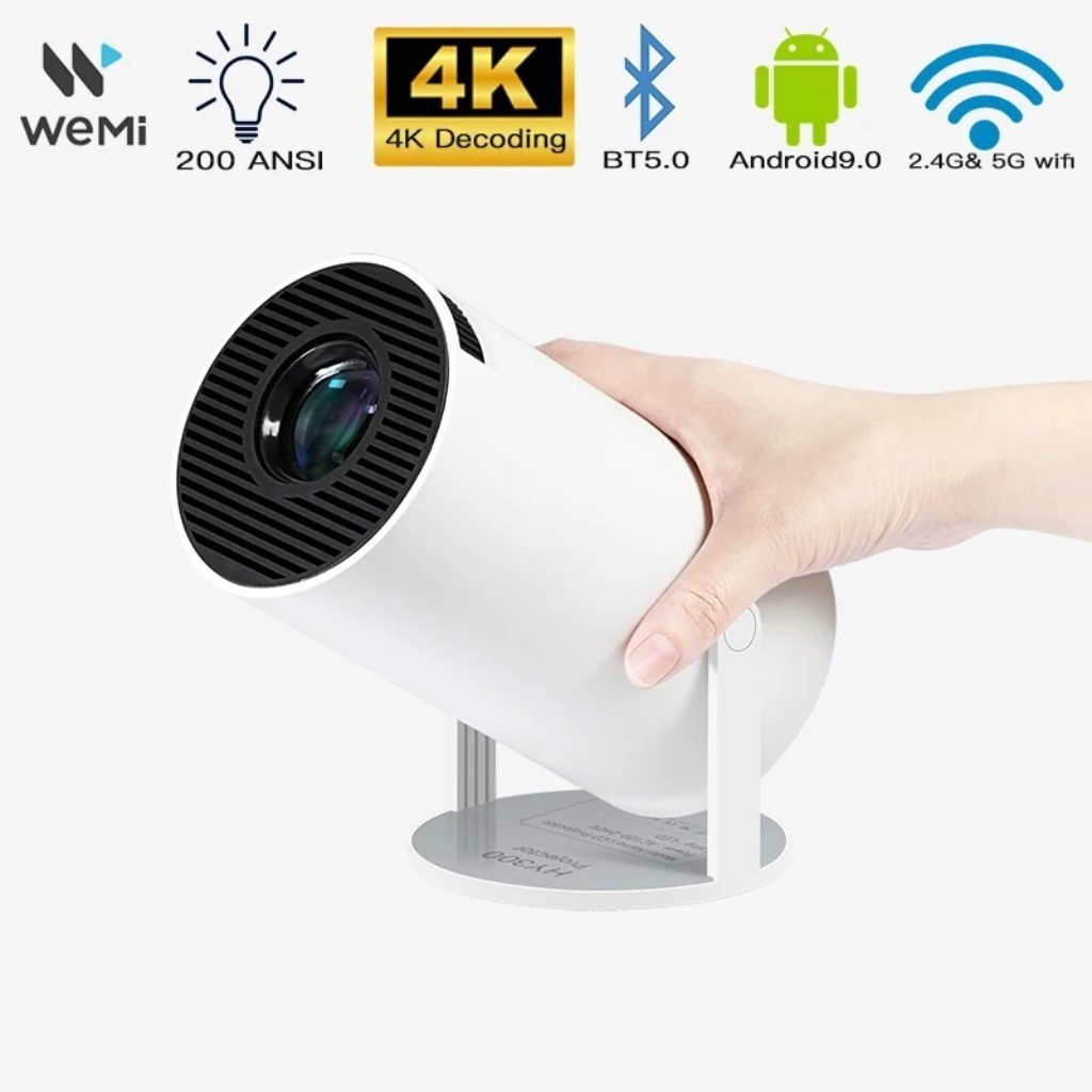 Projetor Portátil HY300 Wi-Fi com Android 11, USB, HDTV, Bluetooth - Lançamento Smart Cinema