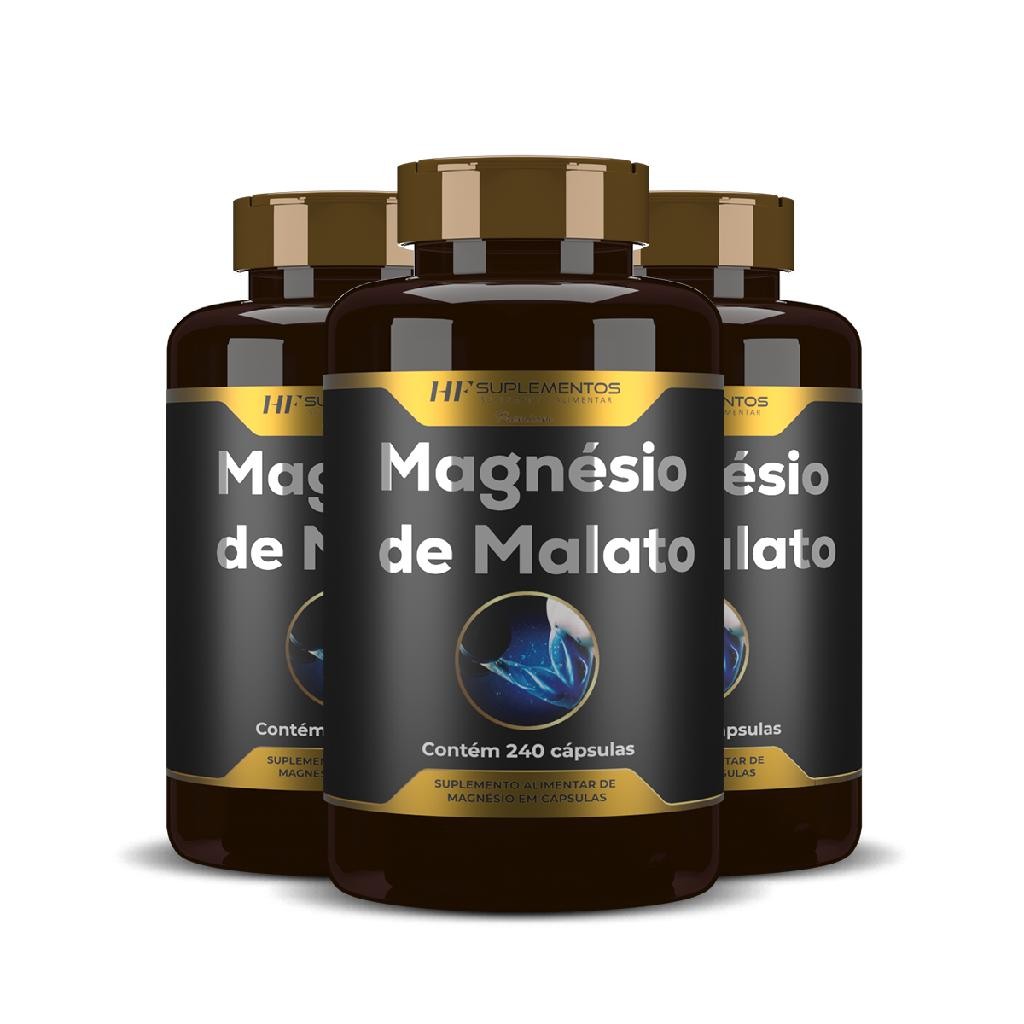 3X MAGNÉSIO DE MALATO PREMIUM 240CAPS HF SUPLEMENTOS