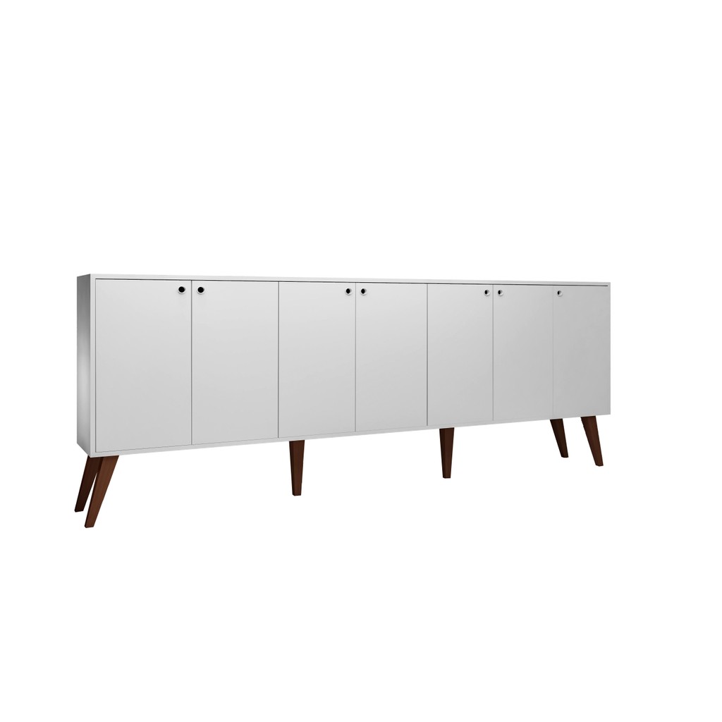 Aparador Buffet Retro Para Sala Estar 7 Portas Branco