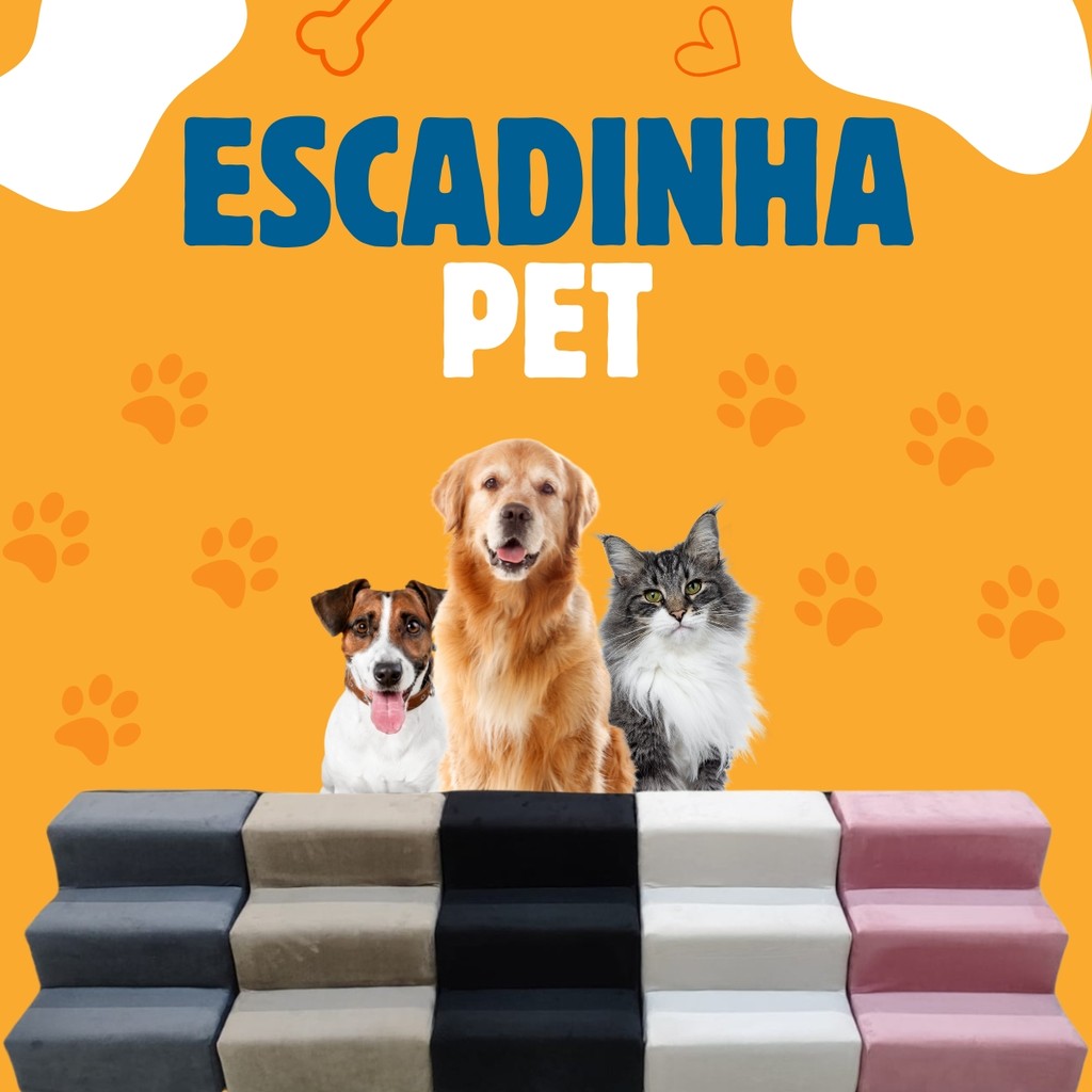 Evite Lesoes Em Cachorros e Gatos Com Escadinha Escada Pet 3 Degraus Estofada Em Veludo Premium Otimo Custo Benefico