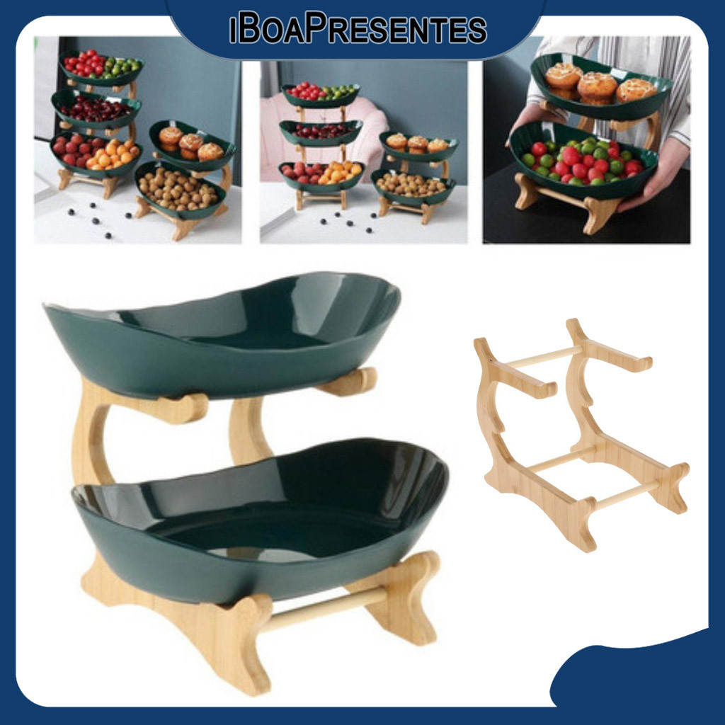 Prato De Frutas Elegante Em Camadas Com Suporte Novo Bandeja De Cerâmica