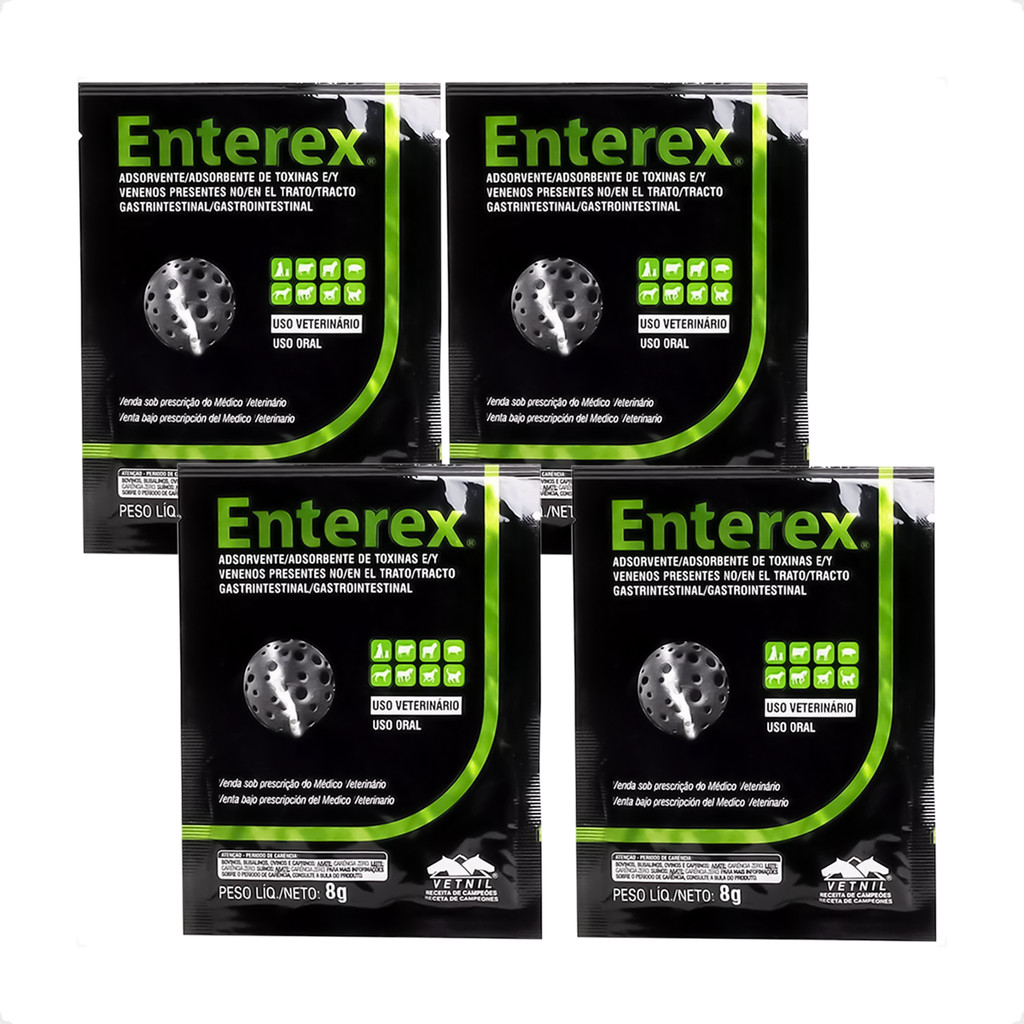 Kit 4 Enterex Vetnil Absorvente de Toxinas e Venenos - Sachê 8g em Oferta na Shopee